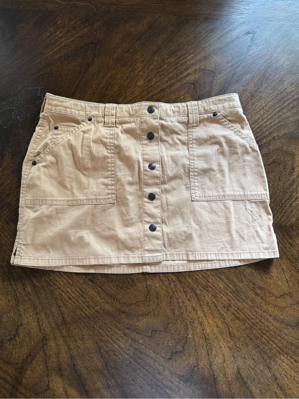 Abercrombie Beige Button-Front Cotton Mini Skirt